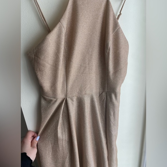 Jules & Cleo Glitter Gold High Neck Short A-Line Dress Size 10 Fit & Flare Mini - Picture 6 of 9